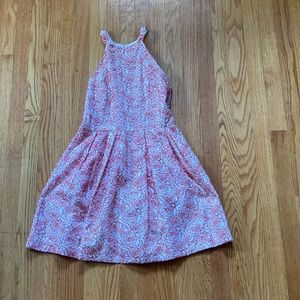 Red and white rose print dress